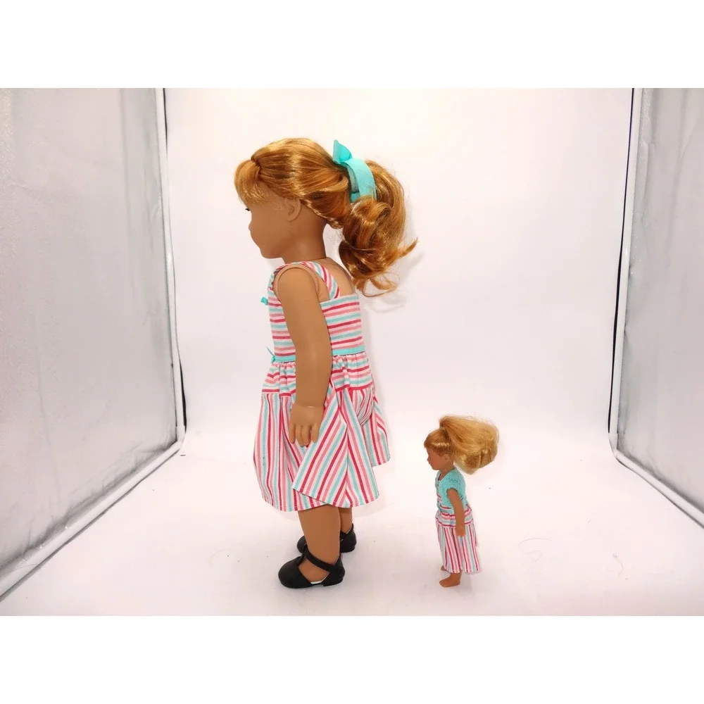 American Girl Maryellen Doll and Mini Maryellen Doll Set Striped Dress 2015